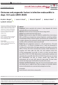 Cover page: Outcome and prognostic factors in infective endocarditis in dogs: 113 cases (2005‐2020)