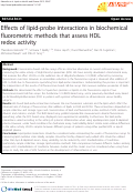 Cover page: Effects of lipid-probe interactions in biochemical fluorometric methods that assess HDL redox activity