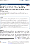 Cover page: Comprehensive comparison of in silico MS/MS fragmentation tools of the CASMI contest: database boosting is needed to achieve 93% accuracy