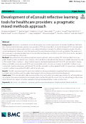 Cover page: Development of eConsult reflective learning tools for healthcare providers: a pragmatic mixed methods approach