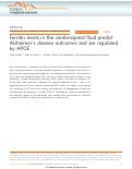 Cover page: Ferritin levels in the cerebrospinal fluid predict Alzheimer’s disease outcomes and are regulated by APOE