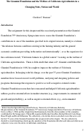 Cover page: The Giannini Foundation and the Welfare of California Agriculturists in a Changing State, Nation and World