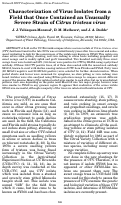 Cover page: Characterization of Virus Isolates from a Field that Once Contained an Unusually Severe Strain of Citrus tristeza virus