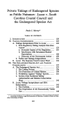 Cover page: Private Takings of Endangered Species as Public Nuisance: <em>Lucas v. South Carolina Coastal Council</em> and the Endangered Species Act