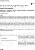 Cover page: Changing Social Norms: the Importance of “Organized Diffusion” for Scaling Up Community Health Promotion and Women Empowerment Interventions