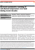 Cover page: Reversed asymmetric warming of sub-diurnal temperature over land during recent decades.