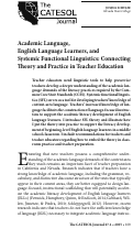 Cover page: Academic Language, English Language Learners, and Systemic Functional Linguistics: Connecting Theory and Practice in Teacher Education