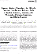Cover page: Stream Water Chemistry in Mixed-Conifer Headwater Basins: Role of Water Sources, Seasonality, Watershed Characteristics, and Disturbances