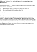 Cover page of Effects of Tobacco Use on Oral Cancer Screening Algorithm Performance