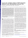 Cover page: In vivo pair correlation analysis of EGFP intranuclear diffusion reveals DNA-dependent molecular flow