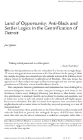 Cover page: Land of Opportunity: Anti-Black and Settler Logics in the Gentrification of Detroit