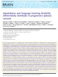 Cover page: Handedness and language learning disability differentially distribute in progressive aphasia variants.