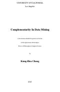 Cover page: Complementarity In Data Mining