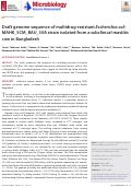 Cover page: Draft genome sequence of multidrug-resistant Escherichia coli MAHK_SCM_BAU_30A strain isolated from a subclinical mastitis cow in Bangladesh.