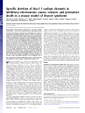 Cover page: Specific deletion of NaV1.1 sodium channels in inhibitory interneurons causes seizures and premature death in a mouse model of Dravet syndrome.