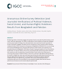 Cover page of Anonymous Online Survey Detection (and Journalist Verification) of Political Violence, Social Unrest, and Human Rights Violations: Results from Bangladesh and Pakistan
