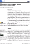 Cover page: Mitochondrial Genome Variants as a Cause of Mitochondrial Cardiomyopathy.