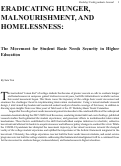 Cover page: Eradicating Hunger, Malnourishment, and Homelessness:  The Movement for Student Basic Needs Security in Higher Education