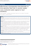 Cover page: Effectiveness of preoperative beta-blockade on intra-operative heart rate in vascular surgery cases conducted under regional or local anesthesia.