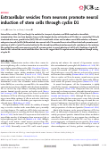 Cover page of Extracellular vesicles from neurons promote neural induction of stem cells through cyclin D1