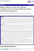 Cover page: Malaria indicator survey 2007, Ethiopia: coverage and use of major malaria prevention and control interventions