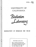 Cover page: RADIOACTIVITY OF INDIUM-109 AND TIN-109