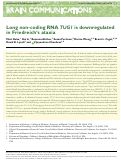 Cover page: Long non-coding RNA TUG1 is downregulated in Friedreichs ataxia.