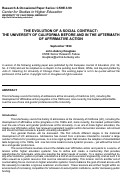 Cover page: The Evolution of a Social Contract: The University of California Before and in the Aftermath of Affirmative Action