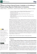 Cover page: Alliance for Sleep Clinical Practice Guideline on Switching or Deprescribing Hypnotic Medications for Insomnia.