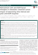 Cover page: Retreatment with anti-EGFR based therapies in metastatic colorectal cancer: impact of intervening time interval and prior anti-EGFR response