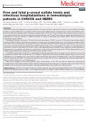 Cover page: Free and total p-cresol sulfate levels and infectious hospitalizations in hemodialysis patients in CHOICE and HEMO