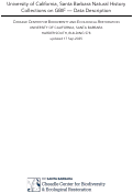 Cover page of University of California, Santa Barbara Natural History Collections on GBIF — Data Description