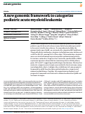 Cover page: A new genomic framework to categorize pediatric acute myeloid leukemia.