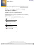 Cover page: Is it time to recognize excellence in faculty development programs?