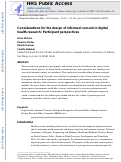 Cover page: Considerations for the Design of Informed Consent in Digital Health Research: Participant Perspectives