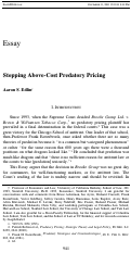 Cover page: Stopping Above-Cost Predatory Pricing