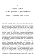 Cover page of Terms Matter: The Use of 'Tribe' in African Studies