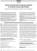 Cover page: Using Computerized Language Analysis to Evaluate Grammatical Skills.