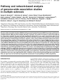 Cover page: Pathway and network-based analysis of genome-wide association studies in multiple sclerosis