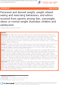 Cover page: Perceived and desired weight, weight related eating and exercising behaviors, and advice received from parents among thin, overweight, obese or normal weight Australian children and adolescents