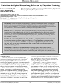 Cover page: Variations in Opioid Prescribing Behavior by Physician Training