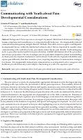 Cover page: Communicating with Youth about Pain: Developmental Considerations.