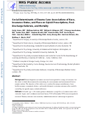 Cover page: Social determinants of trauma care: Associations of race, insurance status, and place on opioid prescriptions, postdischarge referrals, and mortality