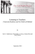 Cover page: Listening to Teachers: Classroom Realities and No Child Left Behind