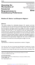 Cover page: Assessing the Mechanisms of Senatorial Responsiveness to Constituency Preferences