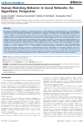 Cover page: Human Matching Behavior in Social Networks: An Algorithmic Perspective