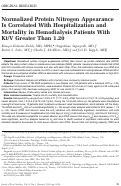 Cover page: Normalized protein nitrogen appearance is correlated with hospitalization and mortality in hemodialysis patients with Kt/V greater than 1.20