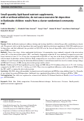 Cover page: Small-quantity lipid-based nutrient supplements, with or without added zinc, do not cause excessive fat deposition in Burkinabe children: results from a cluster-randomized community trial.