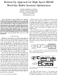 Cover page: Bottom-Up Approach for High Speed SRAM Word-line Buffer Insertion Optimization