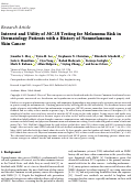 Cover page: Interest and Utility of <i>MC1R</i> Testing for Melanoma Risk in Dermatology Patients with a History of Nonmelanoma Skin Cancer.